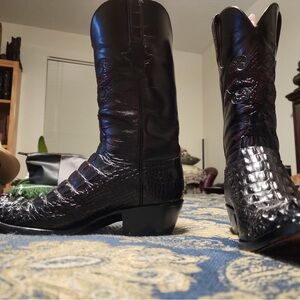 Black Cherry Crocodile Leather Cowboy Boots size 8.5 D MENS